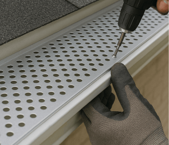 Gutter guard installation.