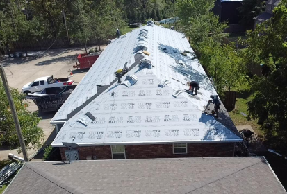 Roof installation in progress. 